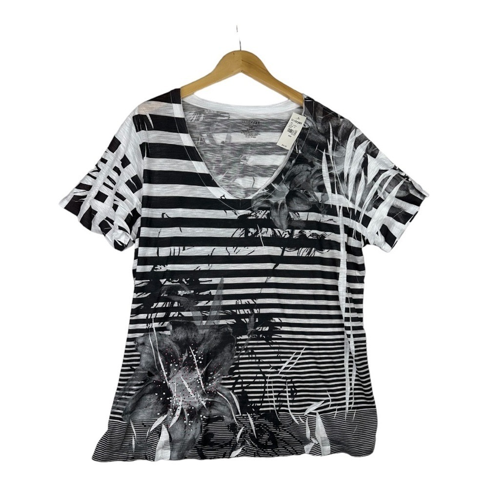Lane Bryant Floral Pattern Black and White Shirt Size XL‎ 18/20